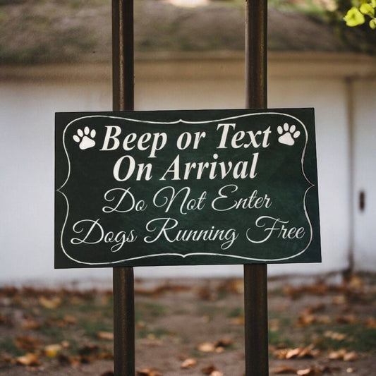 Beep or Text Do Not Enter Dogs Gate Entrance Sign - The Renmy Store Homewares & Gifts 