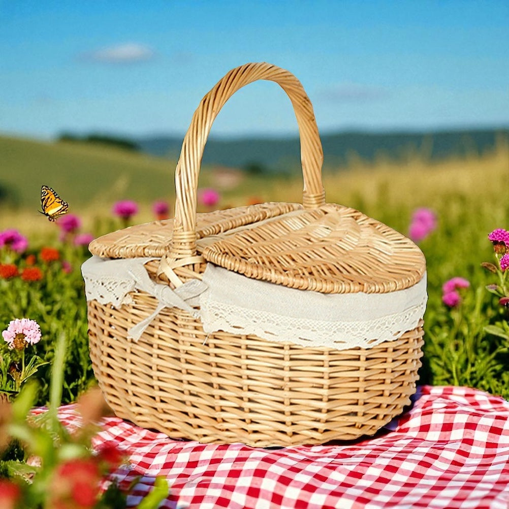 Basket with Lid Picnic Shopping Country Style