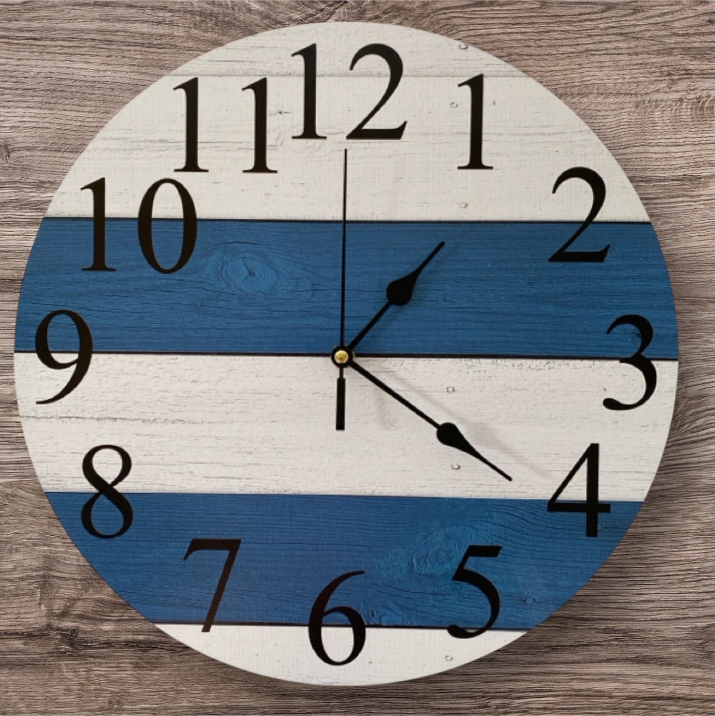 Clock Wall Navy White Blue Wood Rustic Aussie Made