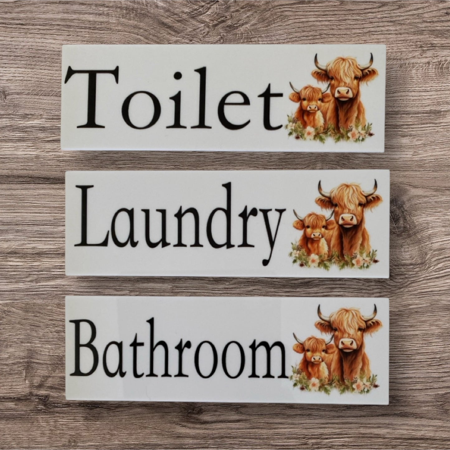 Highland Cow Toilet Laundry Bathroom Door Sign