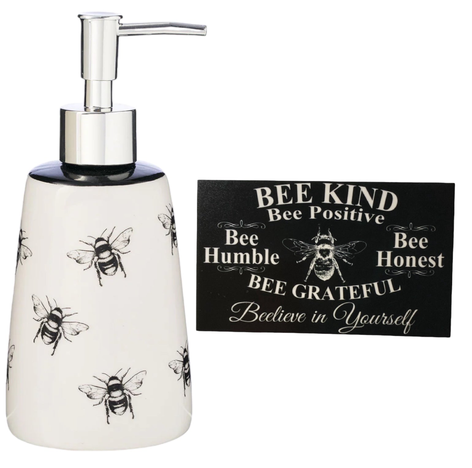 Bee Kitchen Bathroom Soap Dispenser and Sign Gift Set - The Renmy Store Homewares & Gifts 