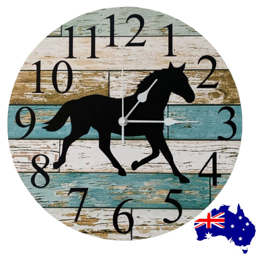 Clock Wall Horse Farmhouse Aussie Made