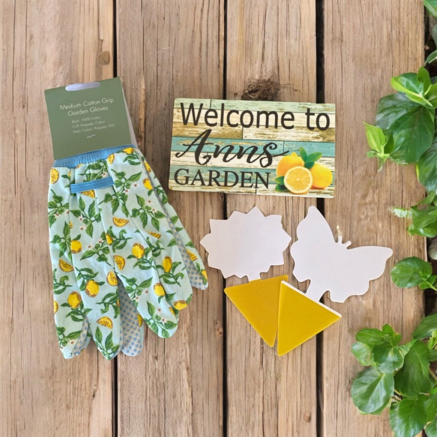 Garden Lemon Gloves Personalised Sign Gardener Gift Set - The Renmy Store Homewares & Gifts 