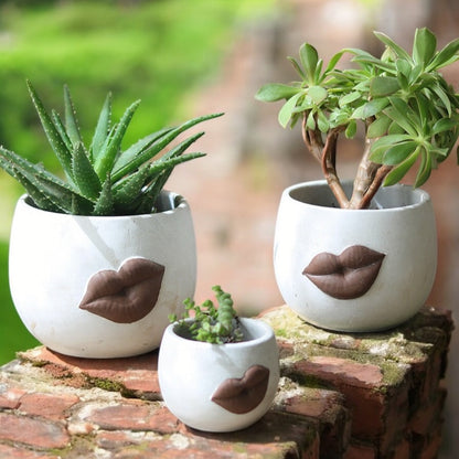 Pot Planter Garden Big Lips Retro