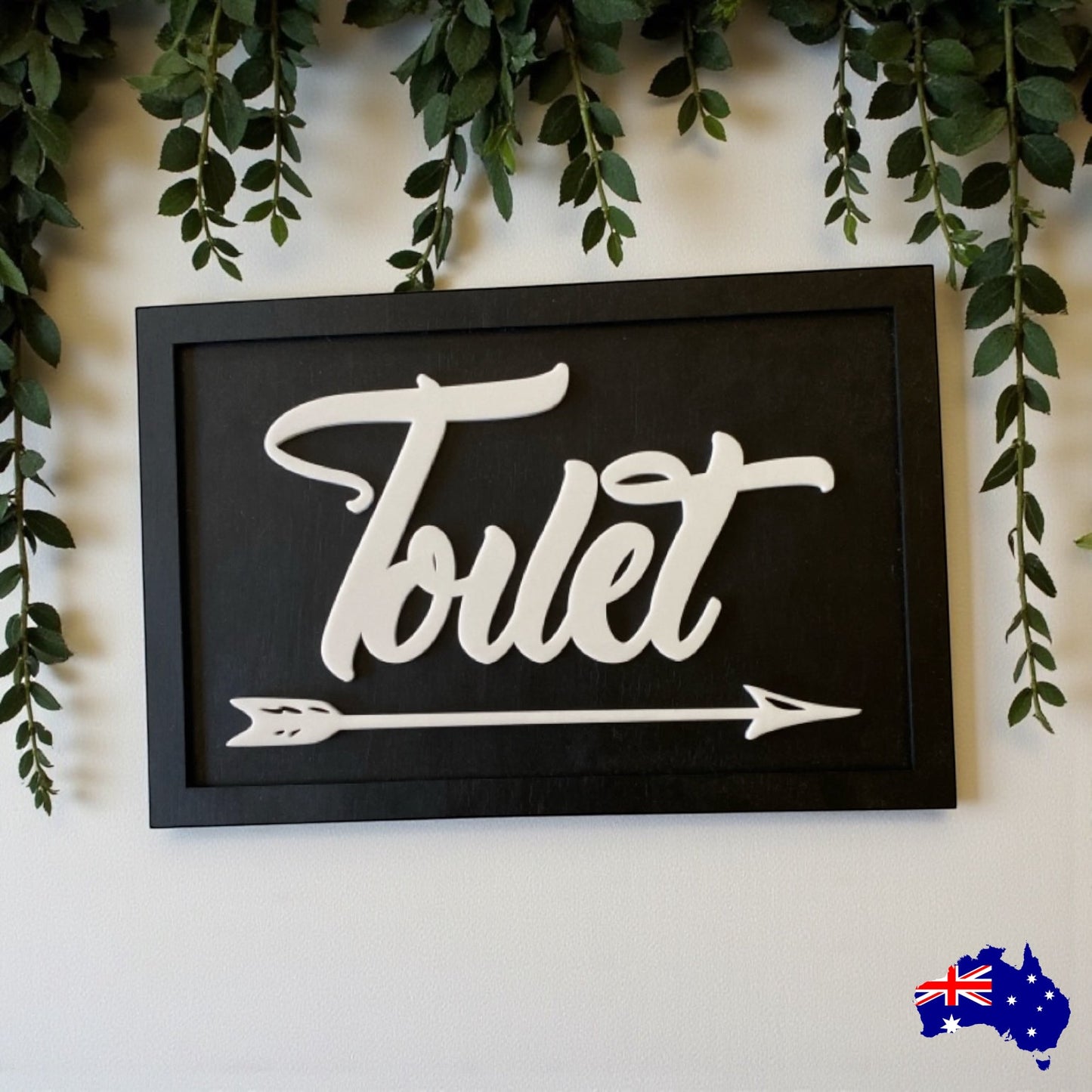 Toilet Arrow Timber Wood Custom Personalised Large Sign