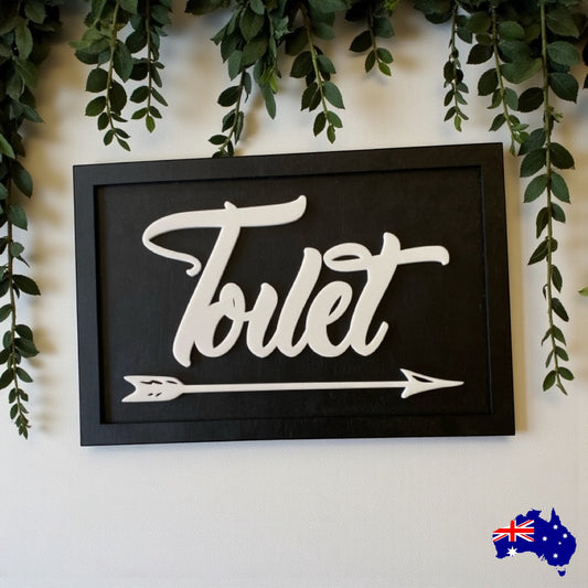 Toilet Arrow Timber Wood Custom Personalised Large Sign
