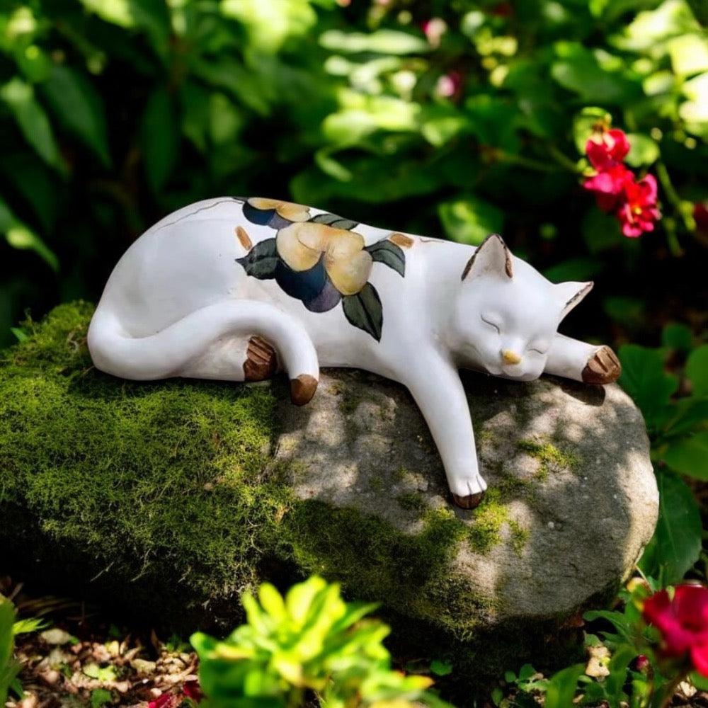 Cat Sleeping Home Garden Ornament