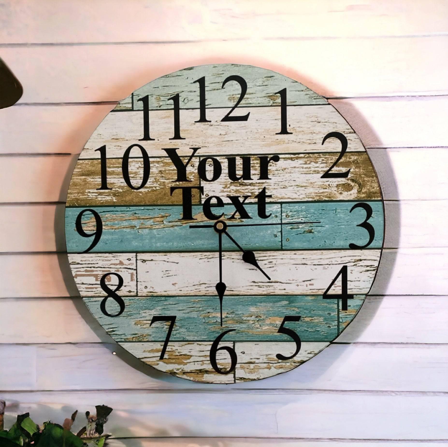 Clock Wall Wooden Blue Custom Personalised Aussie Made - The Renmy Store Homewares & Gifts 