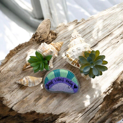 Succulent Shell Good Vibes Rock Gift - The Renmy Store Homewares & Gifts 