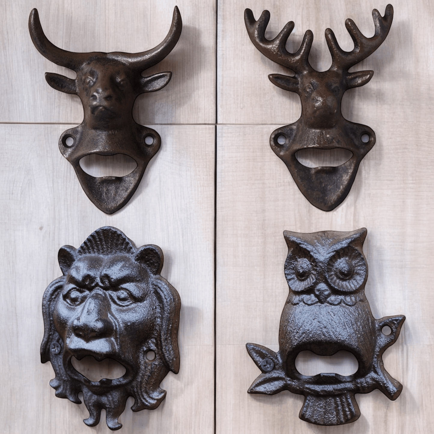 Bottle Opener Wall Mounted Iron Cow Owl Deer Lion - The Renmy Store Homewares & Gifts 