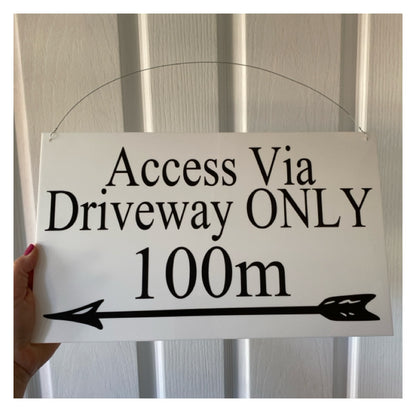 Custom Personalised Arrow White Sign