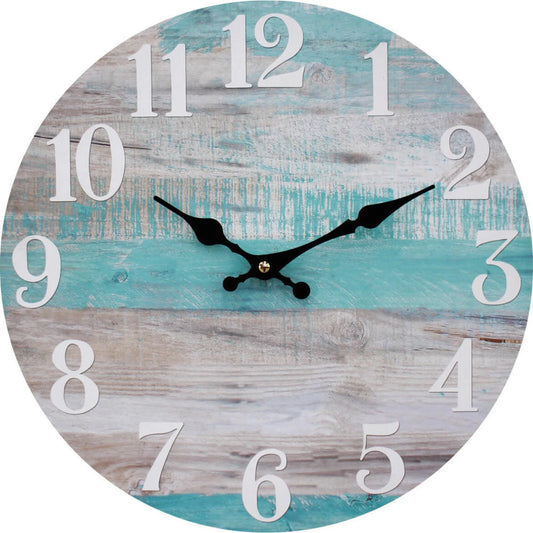Clock Wall Rustic Beach Blue Grey - The Renmy Store Homewares & Gifts 