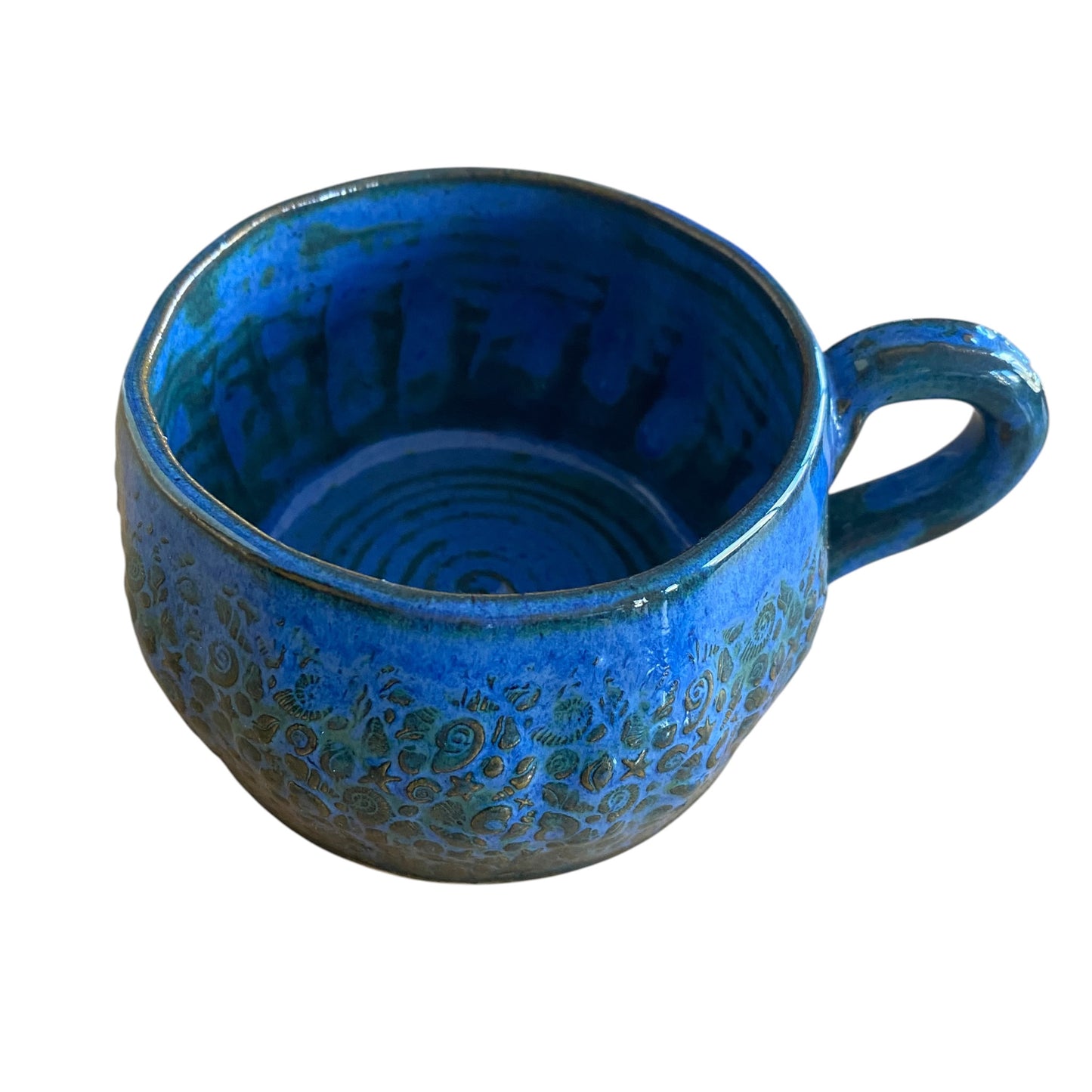 Handmade Seashells Starfish Blue Ceramic Mug | Aussie Made Wolf and Clay Coastal Gift