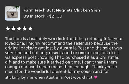 Farm Fresh Butt Nuggets Chicken Sign