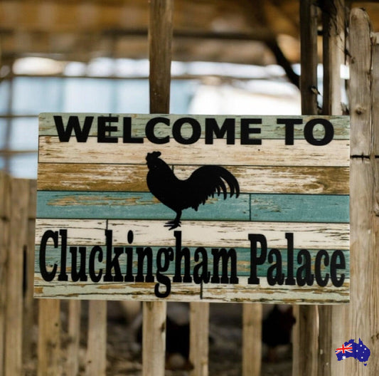 Cluckingham Palace Chicken Coop Rustic Blue Sign - The Renmy Store Homewares & Gifts 