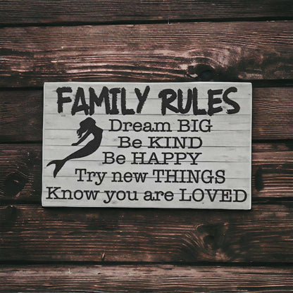 Family Rules with Mermaid Sign - The Renmy Store Homewares & Gifts 