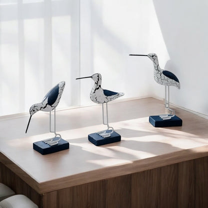 Bird Ocean Coastal Set of 3 Navy Blue