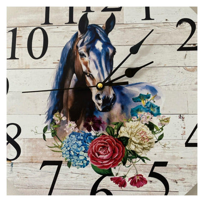 Clock Wall Thoroughbred Horse Floral Aussie Made