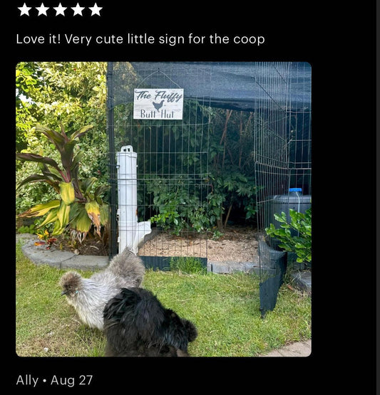 Fluffy Butt Hut Chicken Grey Outdoor Sign - The Renmy Store Homewares & Gifts 