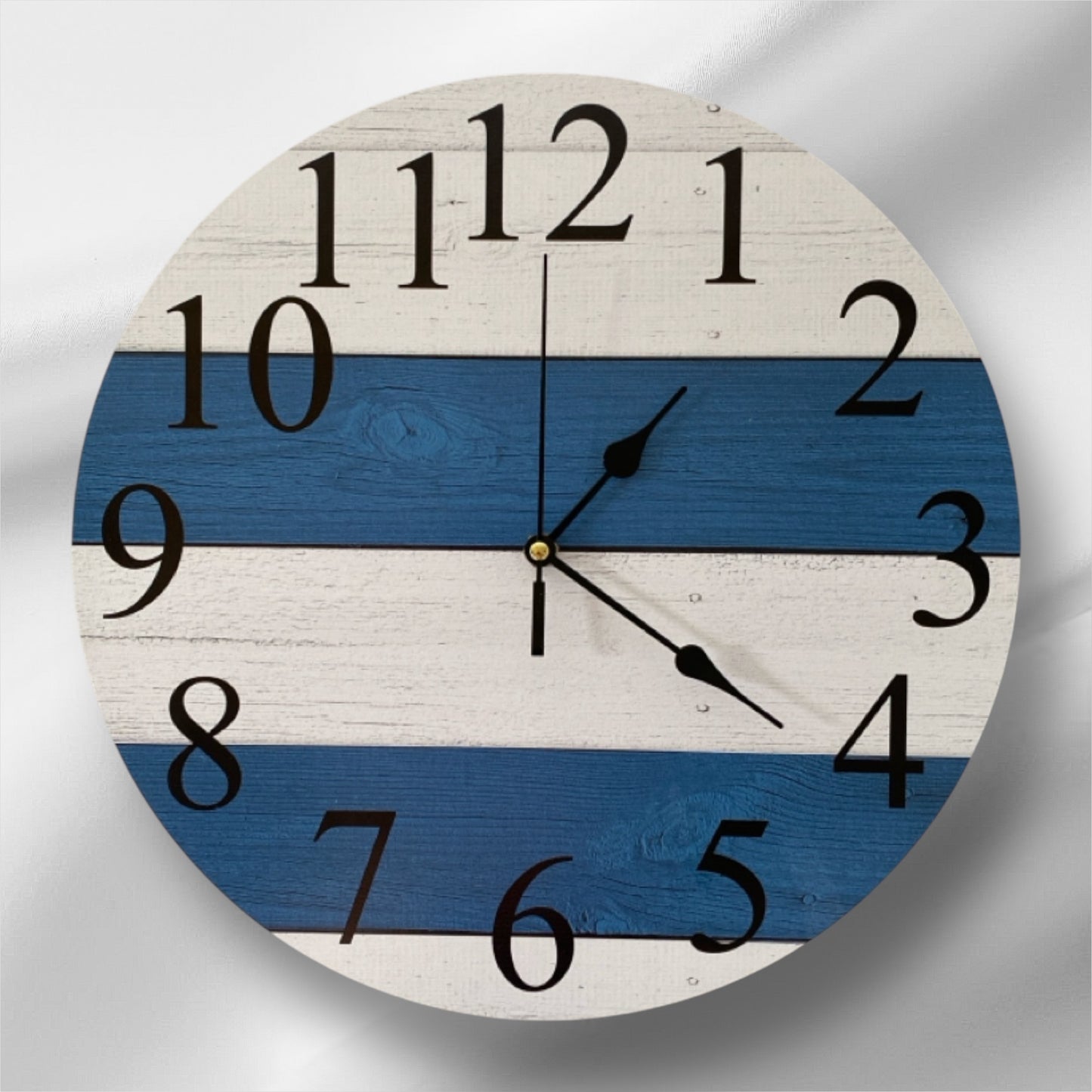 Clock Wall Navy White Blue Wood Rustic Aussie Made