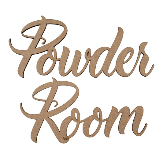 Powder Room Word Sign MDF DIY Wooden