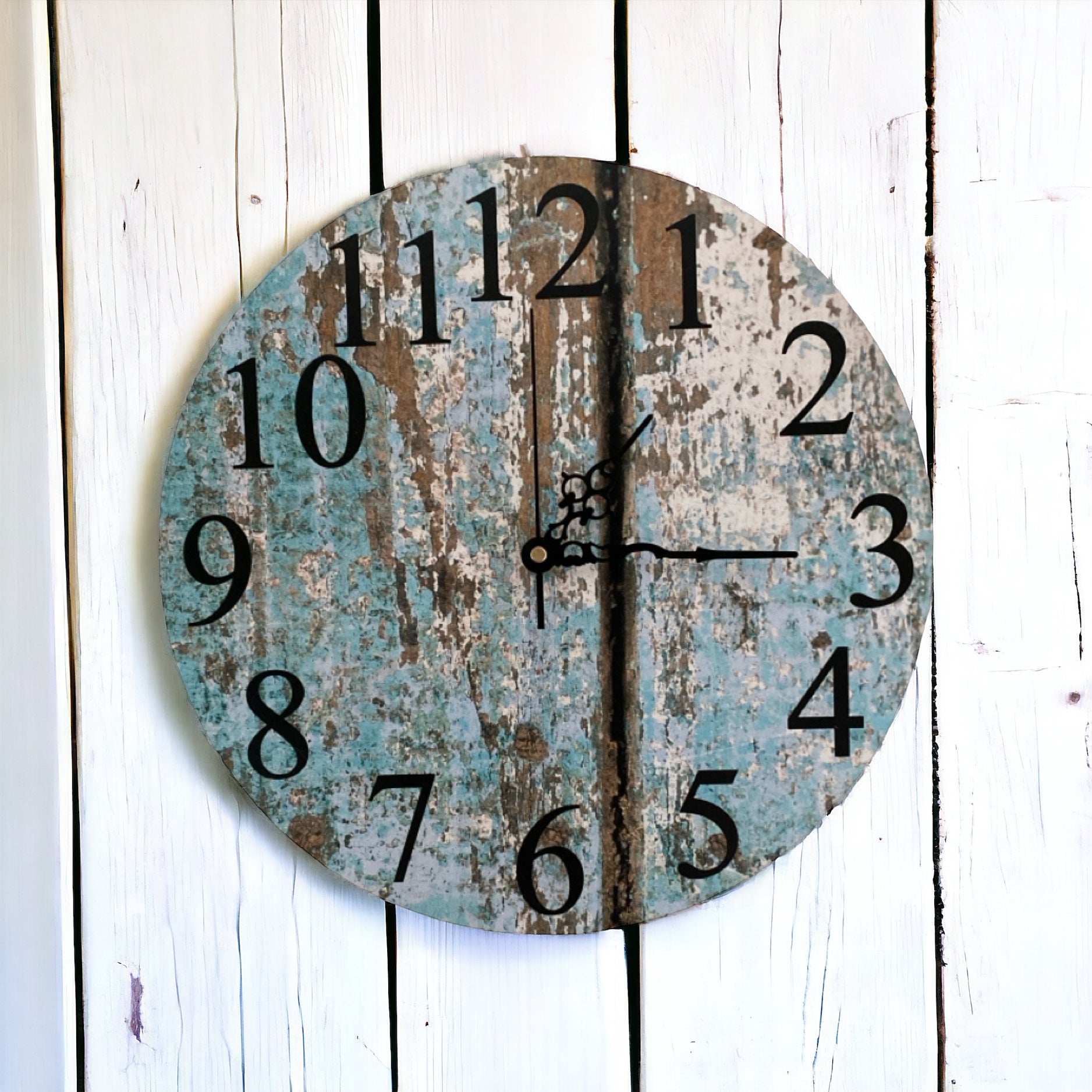 Clock Wall Rustic Aqua Blue Aussie Made - The Renmy Store Homewares & Gifts 