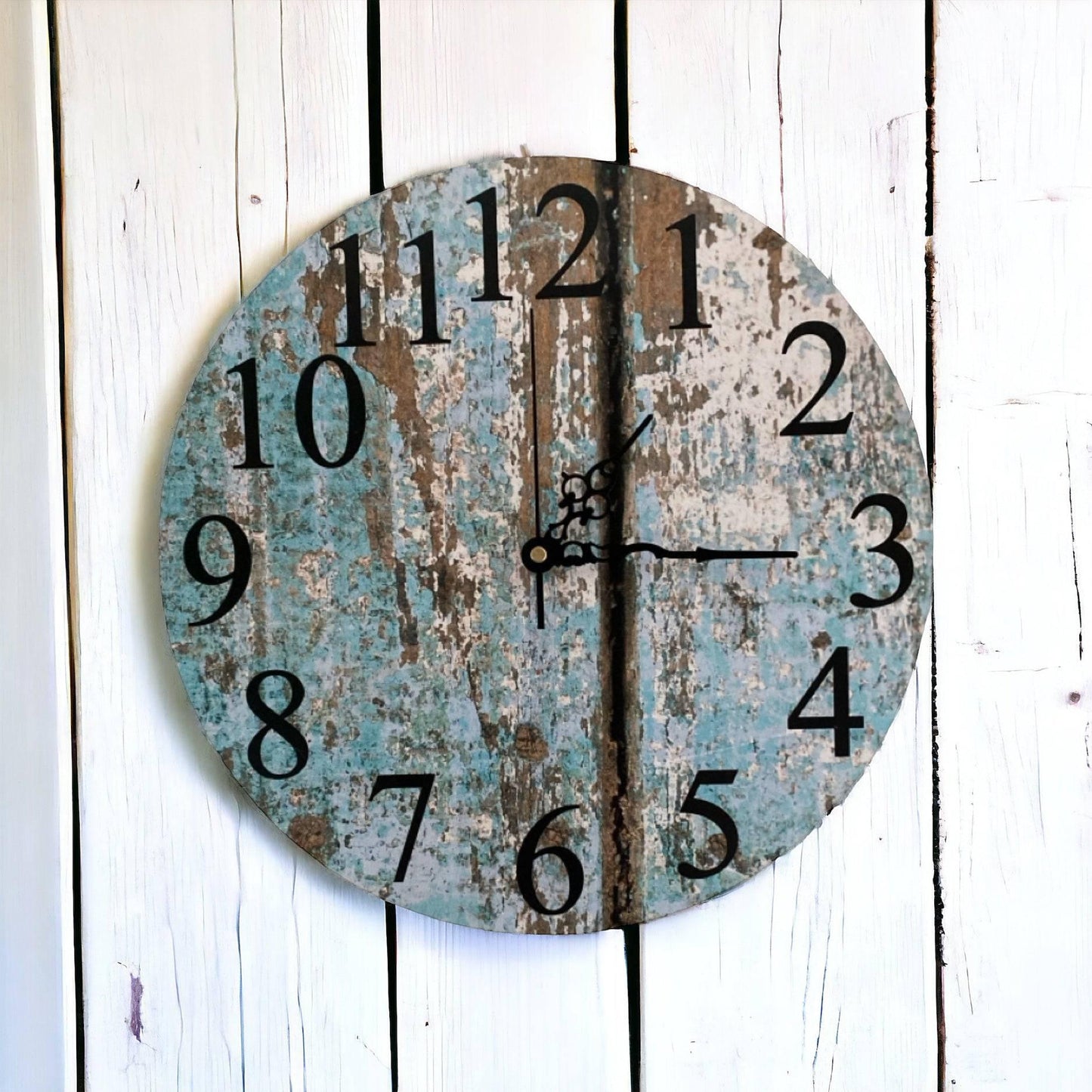 Clock Wall Rustic Aqua Blue Aussie Made - The Renmy Store Homewares & Gifts 