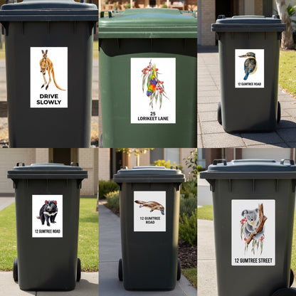 Personalised Wheelie Bin Sticker | Any Text | Australian Animals | Aussie Made