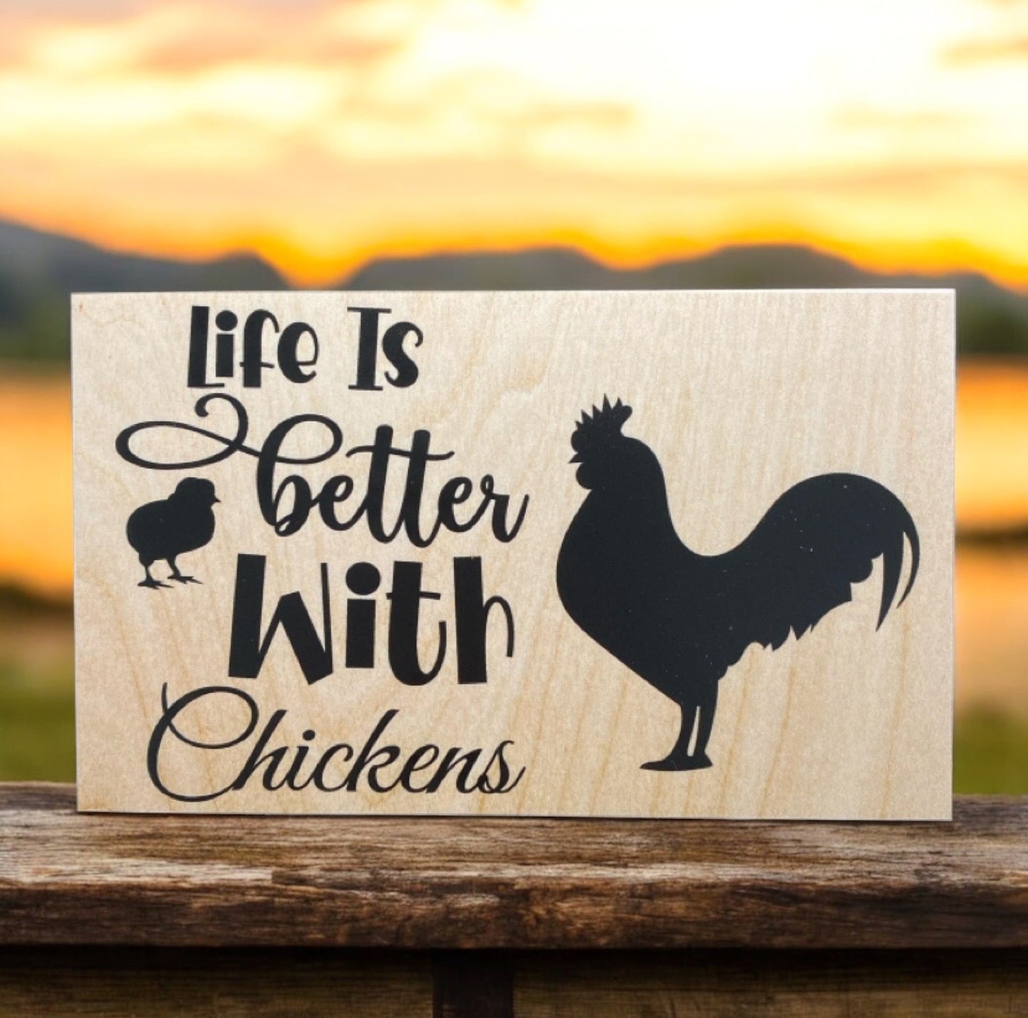 Rooster Socks Suncatcher Life Better With Chickens Sign Gift Set