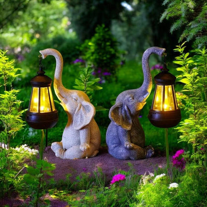 Solar Lantern Elephant Garden Ornament