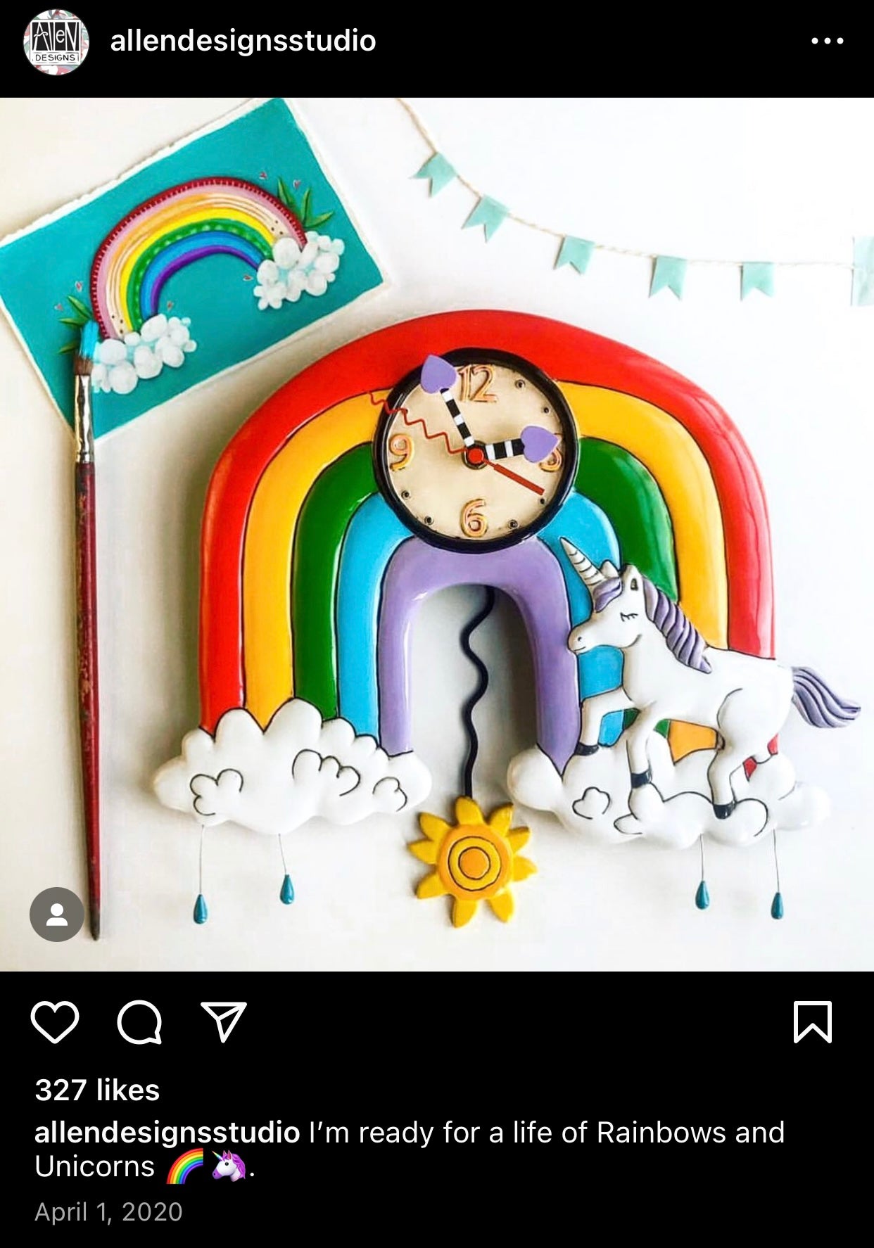 Clock Wall Rainbow Unicorn Funky Retro - The Renmy Store Homewares & Gifts 