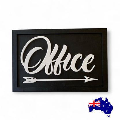 Office Arrow Timber Wood Custom Personalised Large Sign
