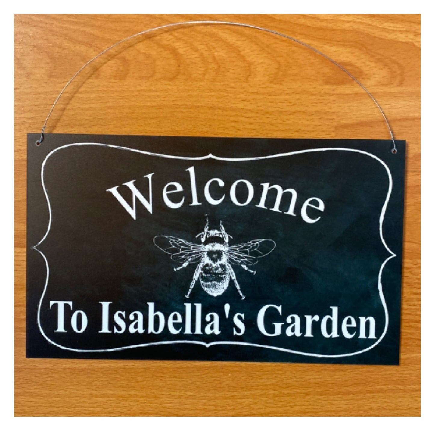 Welcome Personalised Custom Name Garden Bee Sign