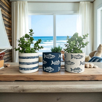Planter Pot Ocean Seaside Fish Set of 3