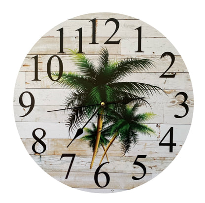 Clock Wall Palm Tree Beach Coastal Aussie Made