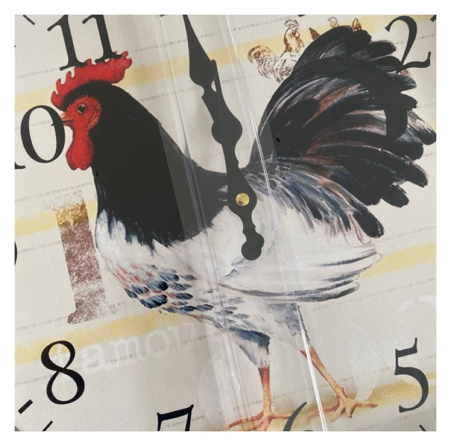 Clock Wall Rooster Country 34cm