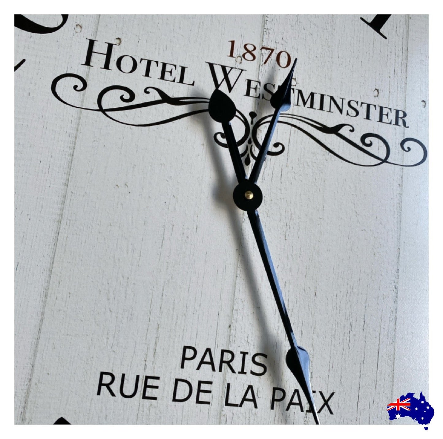 Clock Wall French Hotel Vintage 30cm 60cm Aussie Made