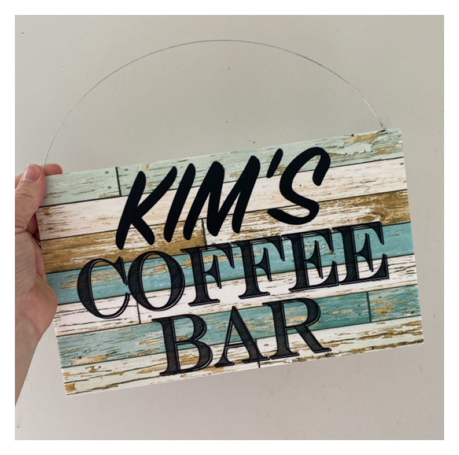 Coffee Bar Blue Personalised Custom Sign - The Renmy Store Homewares & Gifts 