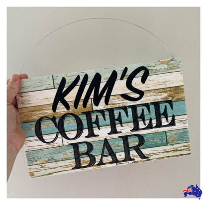 Coffee Bar Blue Personalised Custom Sign - The Renmy Store Homewares & Gifts 