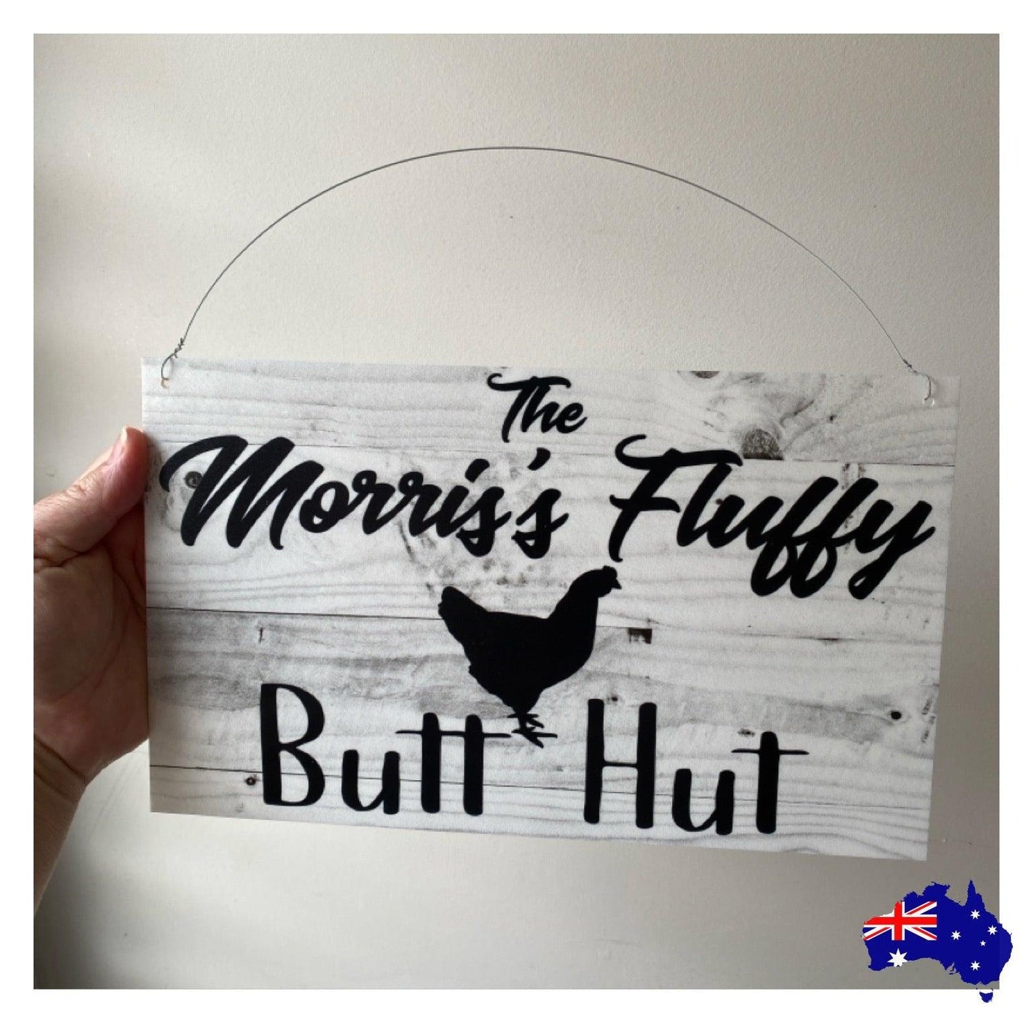 Fluffy Butt Hut Custom Personalised Chicken Sign