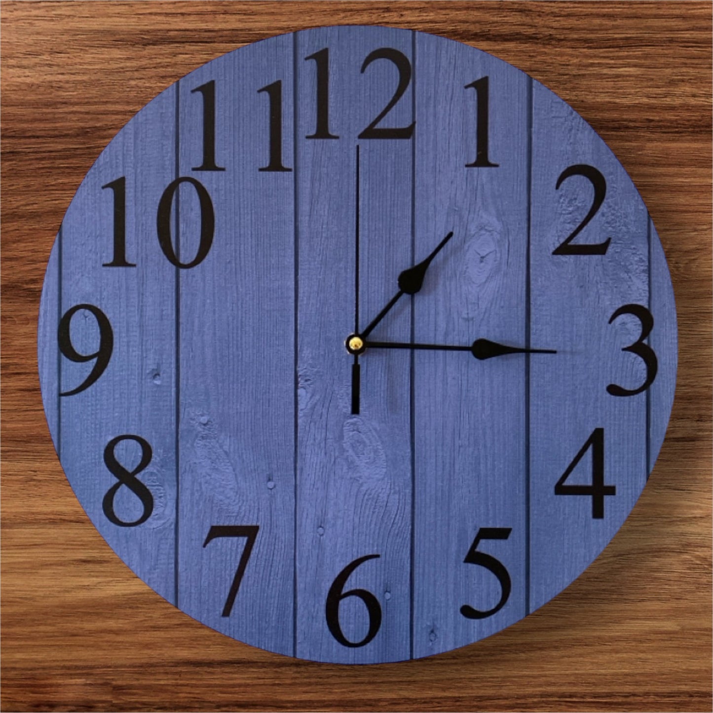 Clock Wall Timber Rustic Dark Blue Aussie Made