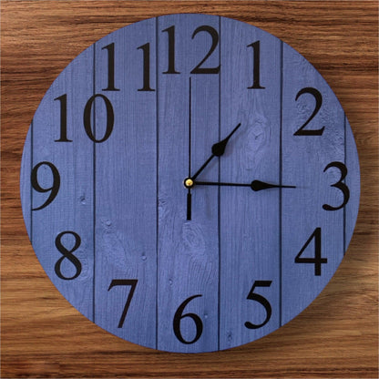 Clock Wall Timber Rustic Dark Blue Aussie Made - The Renmy Store Homewares & Gifts 