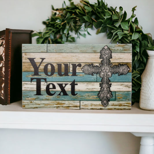 Cross Memorial Religious Faith Custom Personalised Sign - The Renmy Store Homewares & Gifts 