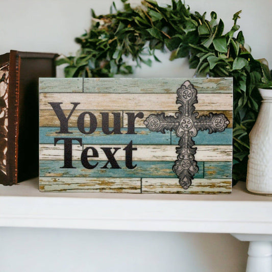 Cross Memorial Religious Faith Custom Personalised Sign - The Renmy Store Homewares & Gifts 