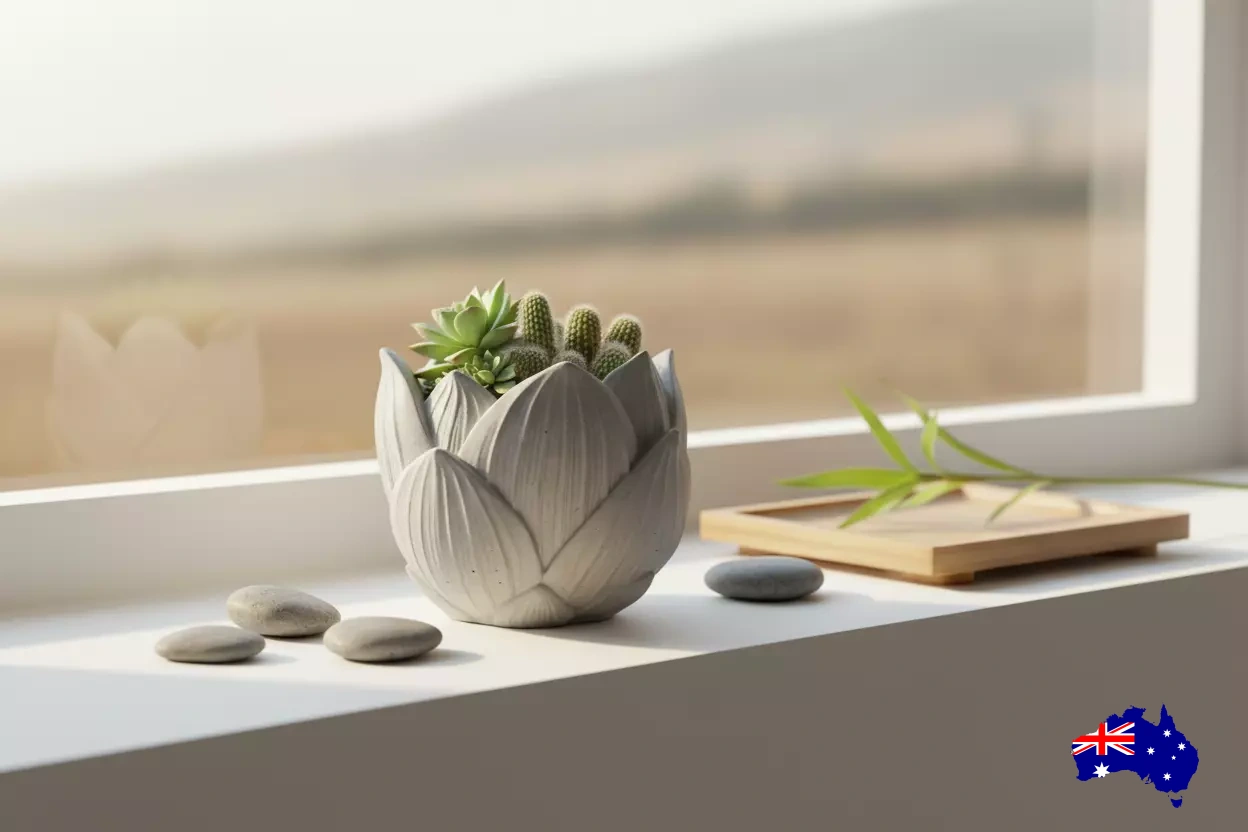 Handmade Concrete Lotus - Planter Candle Pen Holder - Australian Made - Set of 1, 2 or 3