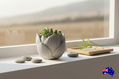 Handmade Concrete Lotus - Planter Candle Pen Holder - Australian Made - Set of 1, 2 or 3