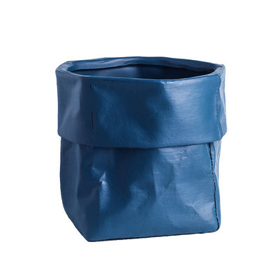 Rustic Bag Planter Pot - Ceramic Paper Bag Flower Pot