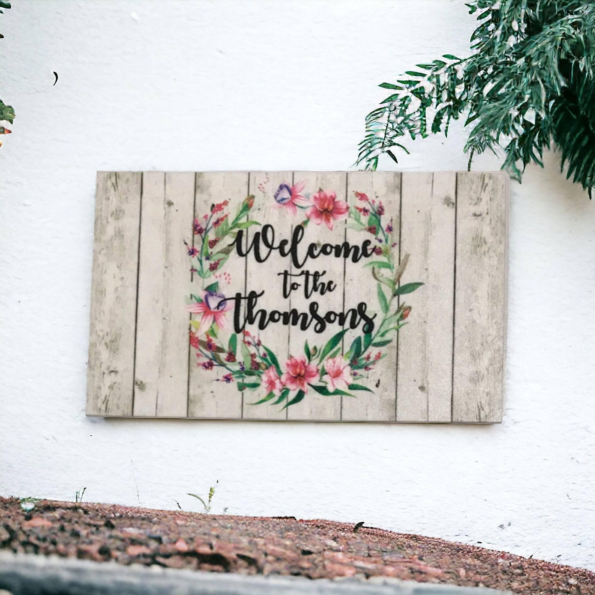 Welcome Custom Personalised Family Floral Sign - The Renmy Store Homewares & Gifts 