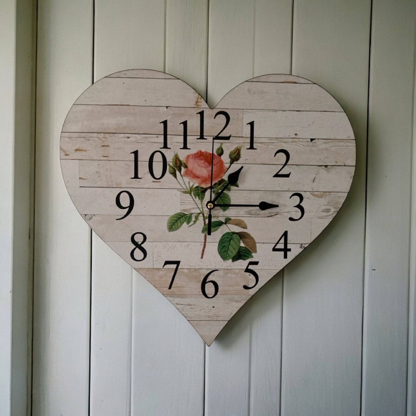 Clock Wall Heart Cottage Rose Aussie Made - The Renmy Store Homewares & Gifts 