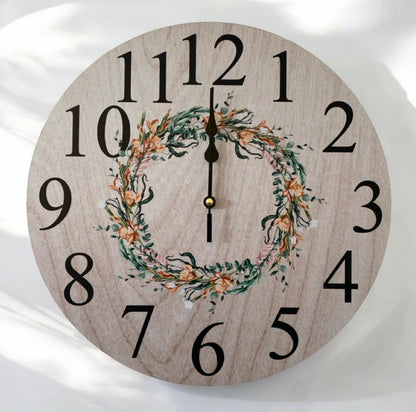 Clock Wall Country Floral Wreath Aussie Made - The Renmy Store Homewares & Gifts 